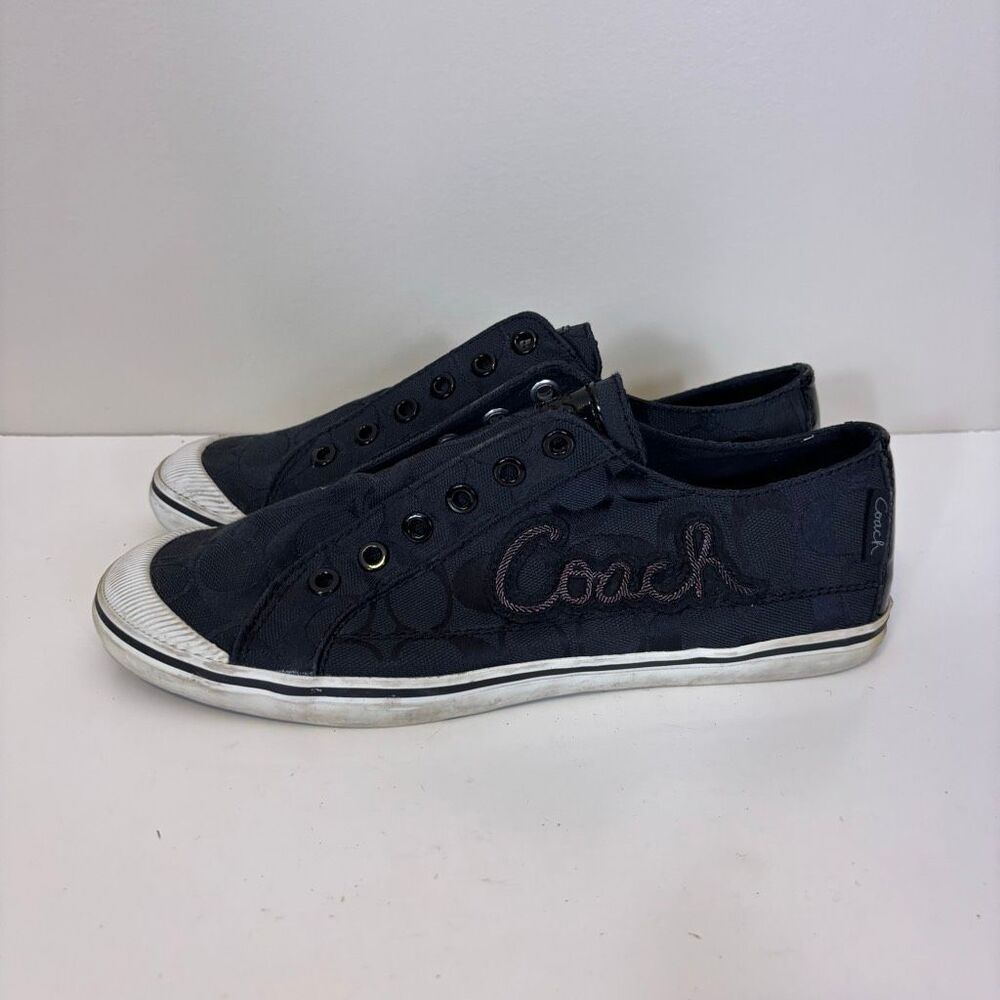 Coach Black Monogram C Keeley Logo Slip On Sneaker Shoes Women's 9.5